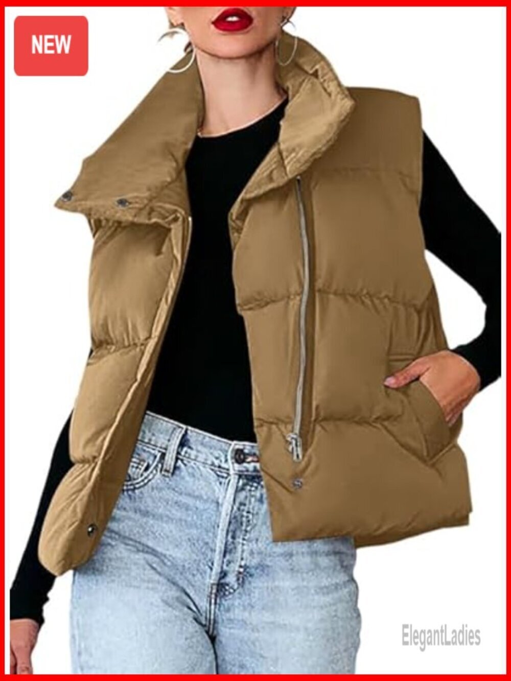 Women's Quilted Puffer Vest Sleeveless Cropped Lightweight Winter Outerwear